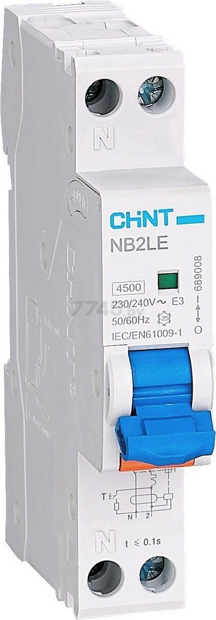 Дифавтомат CHINT NB2LE 1P+N 20A 30мА тип AС 4,5кА (689003)